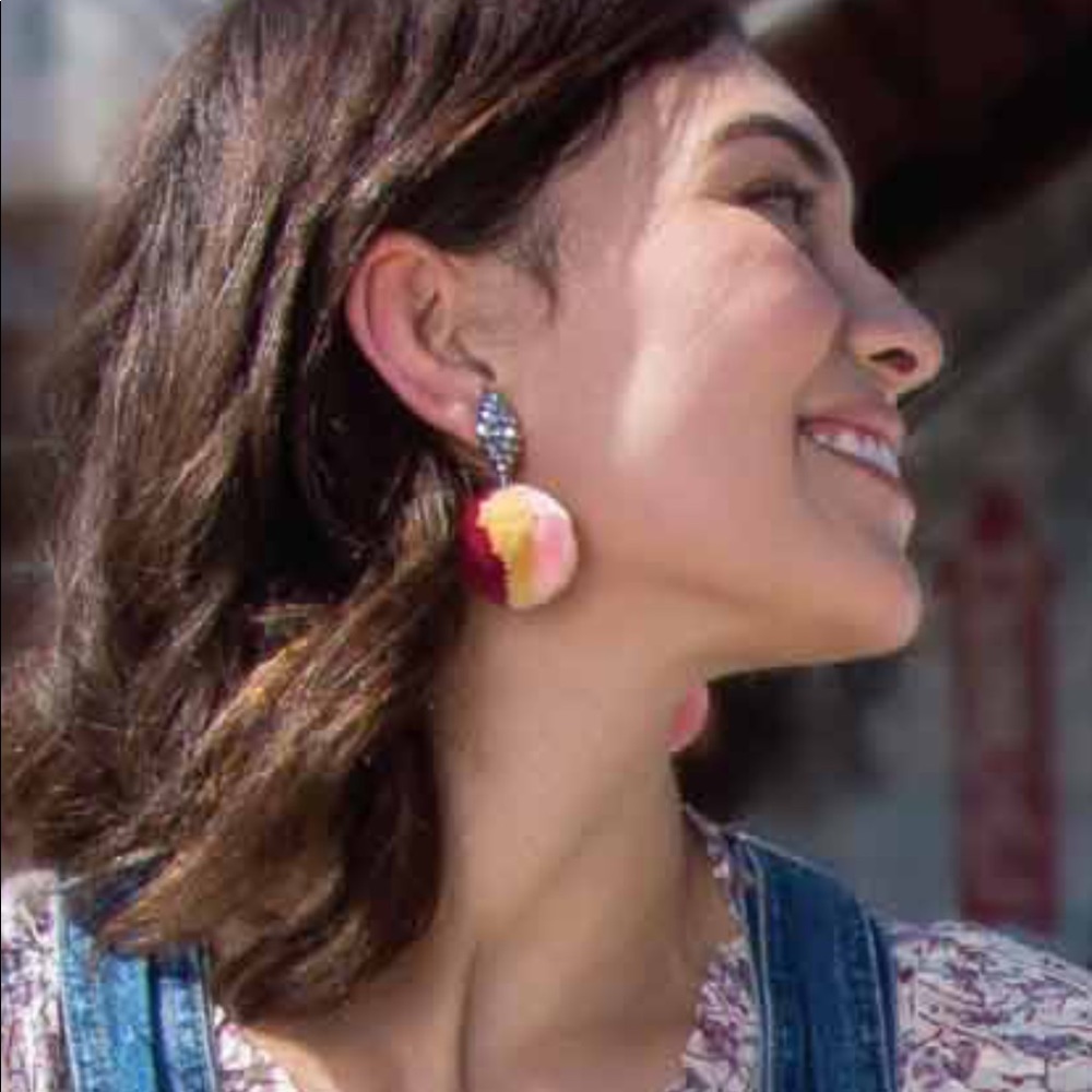Noonday Sunset Pom Earrings